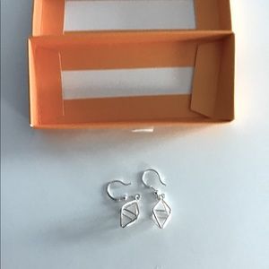 ❤️ Pair of silver plated rhomboidal earrings New In Box